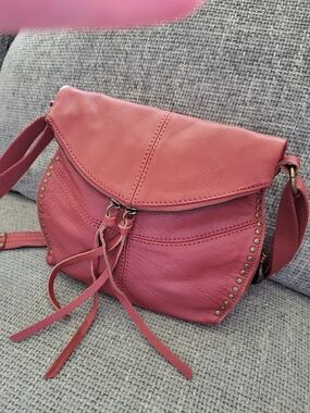 The Sak Women's Silverlake Shoulder Bag Red, Logo Charm, Zipper